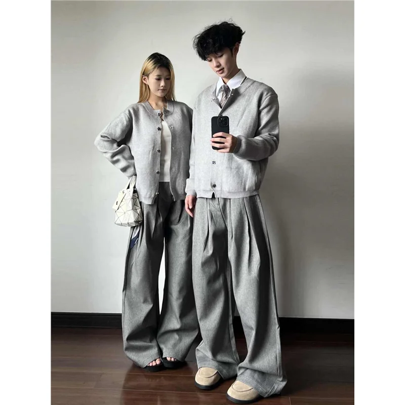 

Cleanfit корейский кардиган на пуговицах, свитер, мужской свободный вязаный свитер для осенне-зимних пар, модная повседневная одежда