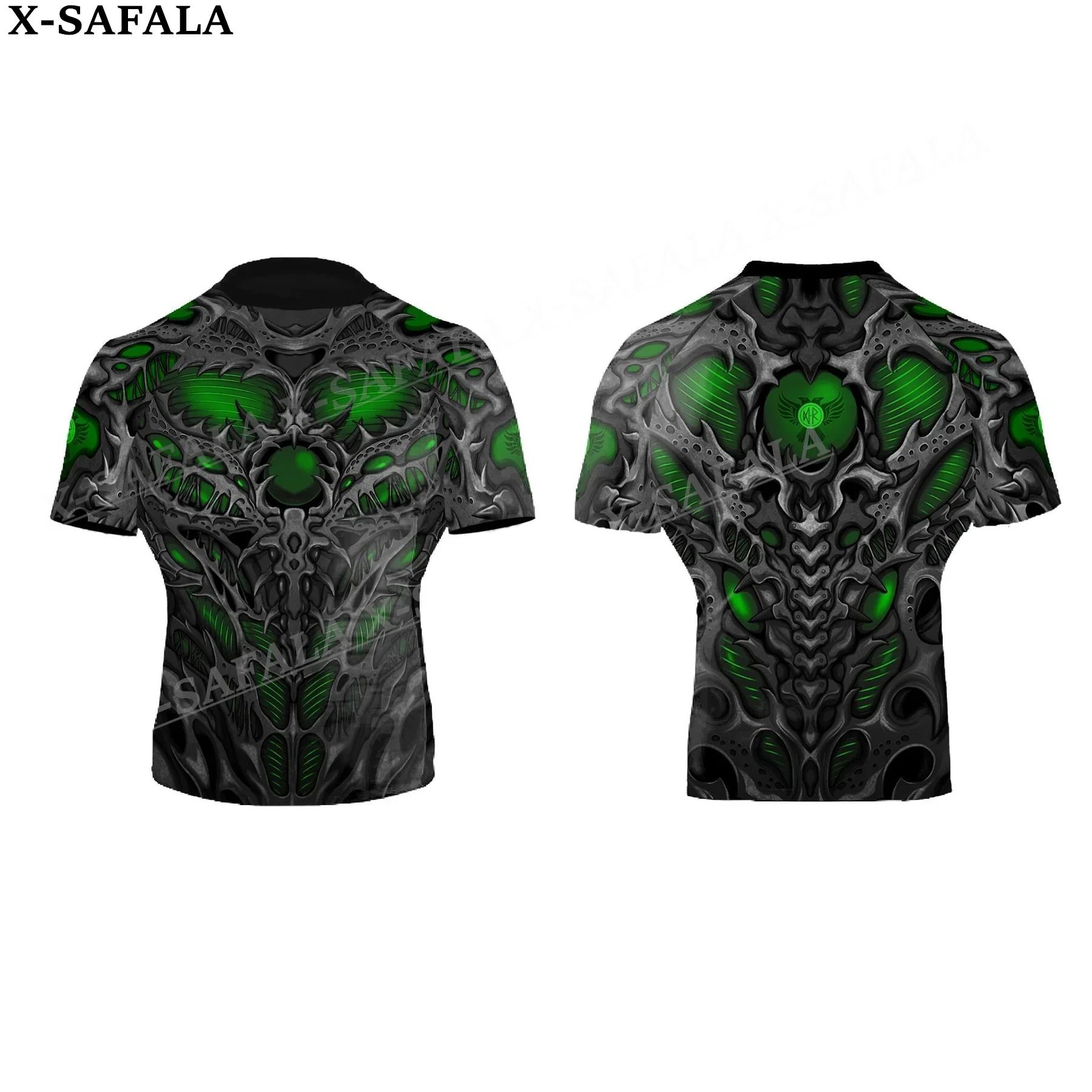 BIOMECHANICAL Skull Trippy 3D Printed High Quality Milk Fiber T-shirt Round Neck Men Female Casual Tops-3