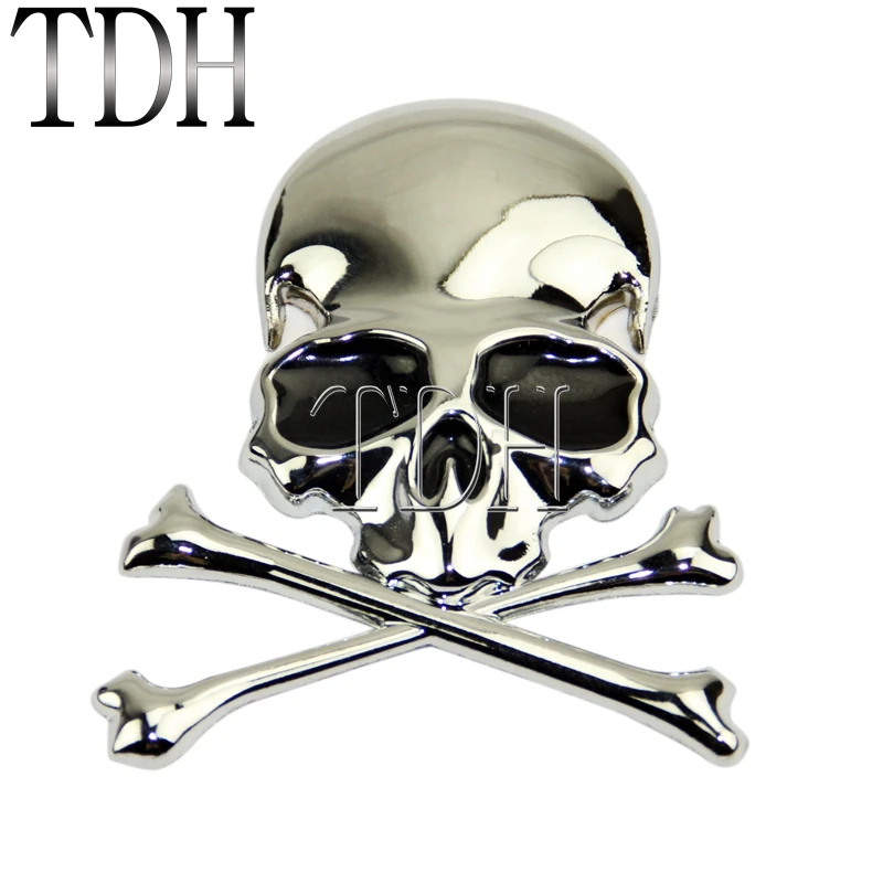 Car Motorcycle 3D Skull Badge Sticker Emblem Universal Backrest Fenders Engine Covers Headlight Bikes Bobbers Chopper Custom