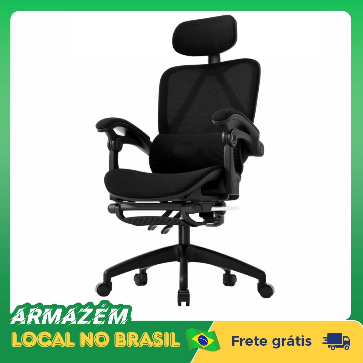 Cadeira ergonômica para jogos Python Fly Black Premium, cadeira de escritório, tecido respirável, cadeira para móveis