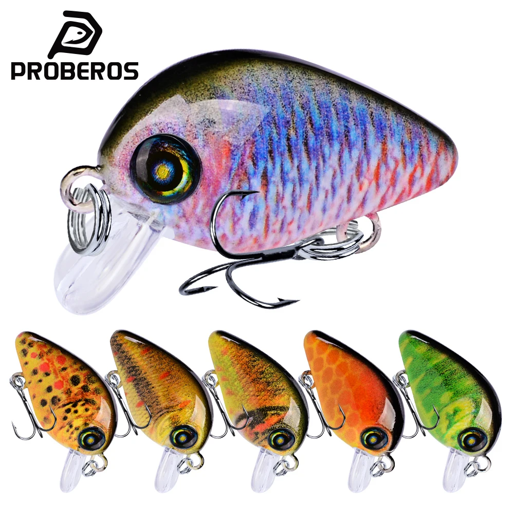 Proberos Bass Fishing Lures, Topwater Crankbaits, Wobblers Swimbaits 2.85cm/2g for Freshwater/Saltwater Light Fishing Tackle