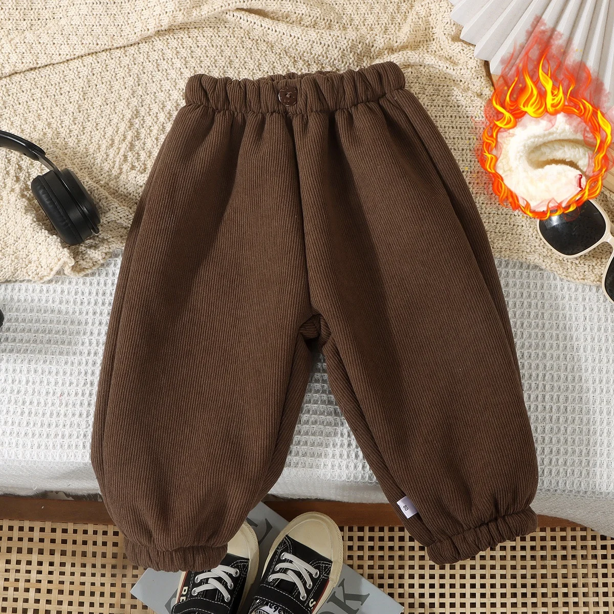 

2025 Winter New Children Clothes Lantern Pants Fleece Lined Trousers for Boys Girls 1-7Y Warm Thickened Casual Loose Pants