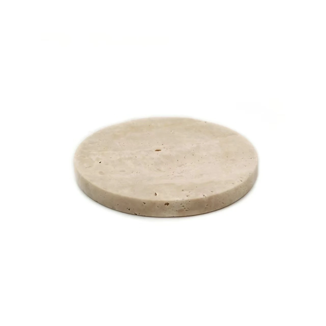 

Creative stone coaster travertine stone decoration coffee coaster waterproof non-slip natural round jewelry tray shooting tool