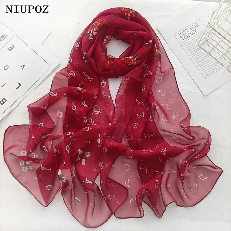 Mountain Flower Women Foulard Elegant Chiffon Georgette Bandana Scarf Summer Beach Sunscreen Thin Breathable