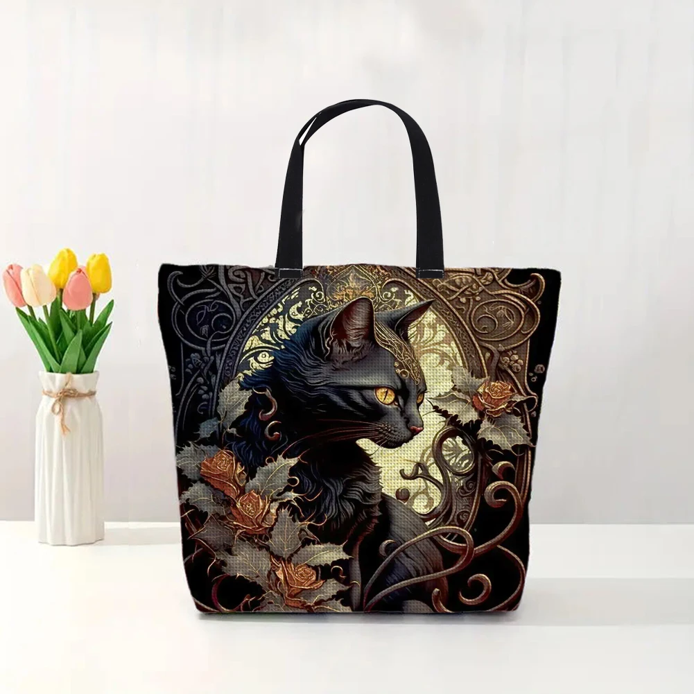 11CT Cat Peacock Owl Parrot Cross Stitch Canvas Tote Bag Hand Needlepoint Kit Bag Manual Cross Stitch Handbag Gift for Friends