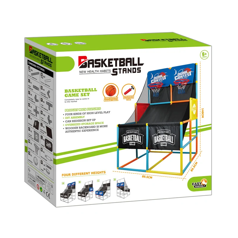 屋内アーケードバスケットボールフープスタンドゲームには、バスケットボール2個とエアポンプが含まれています。子供用バスケットボールシューティングマシンゲーム