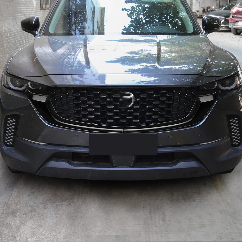 For Mazda CX50 Cx-50 2023 2024 ABS Black Front Hood Bonnet Grill Lip Molding Cover Trim Grille Bar Garnish Mesh car Styling