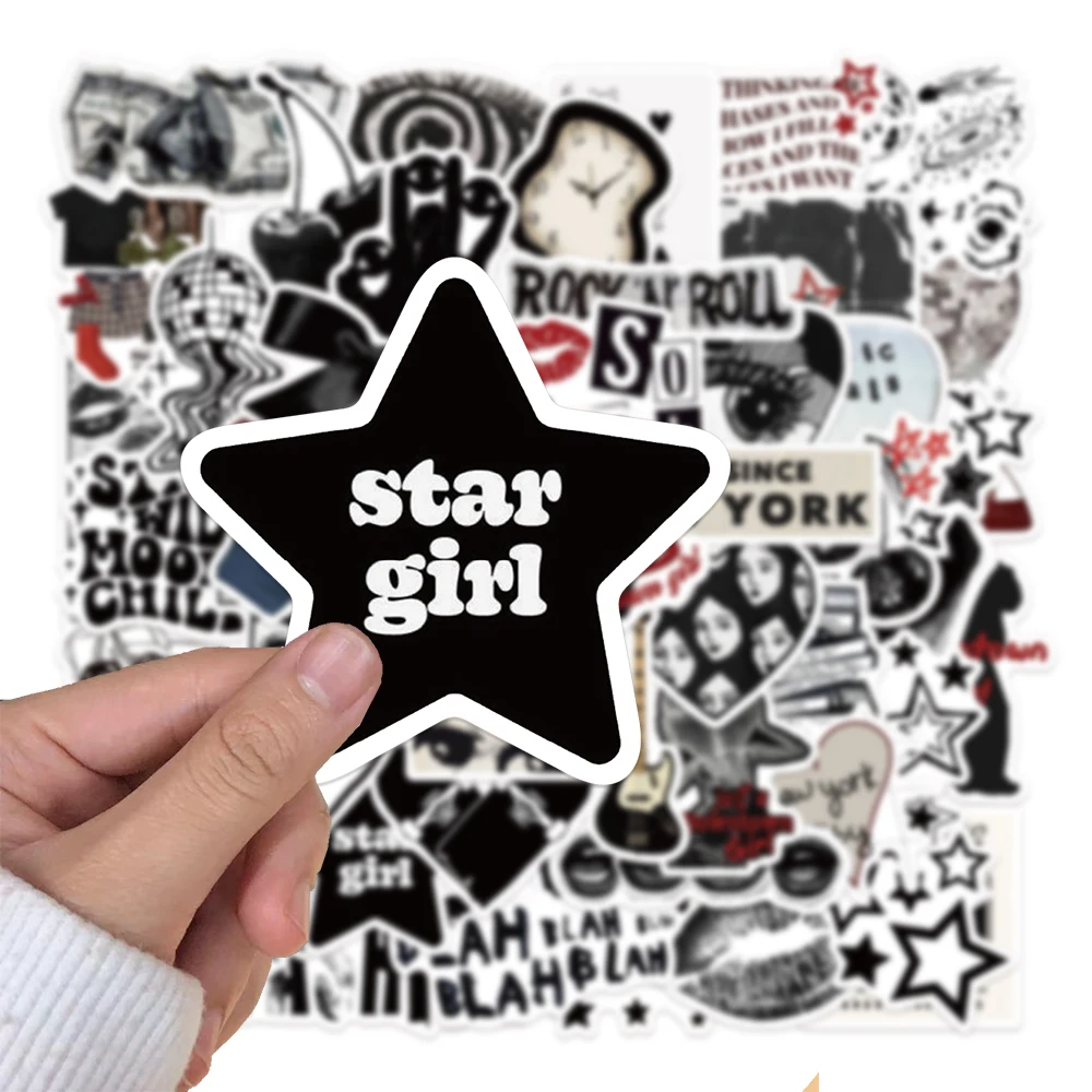 50PCS Creative Black Y2K Creative Stickers Premium Phone Cases Laptop Water Cups Refrigerator Desktop Waterproof Stickers image 3