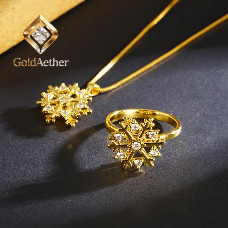 

Золотое колье GoldNouveau для женщин, 24-каратное, с микроинкрустацией сверкающими бриллиантами, в форме снежинки, изысканное и яркое, из золота AU999.