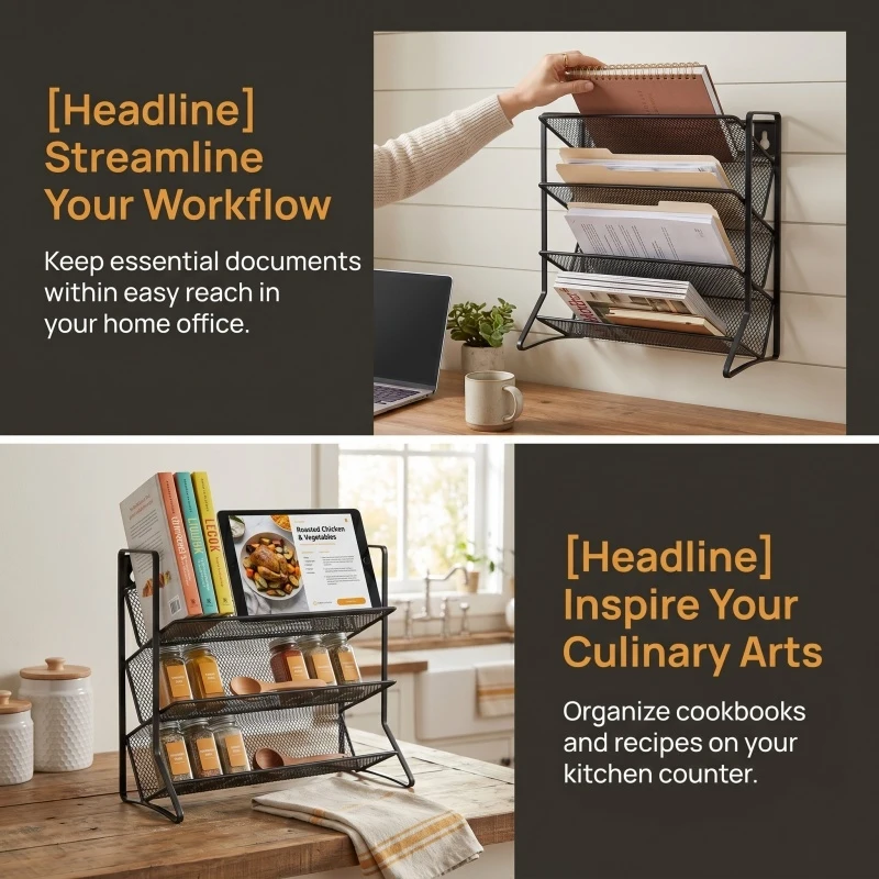 Kitchen Cabinet Organiser Shelf Wall Mounted Spice Rack For Kitchen Countertop Cupboard Pantry 1PC 4-Tier Spice Rack