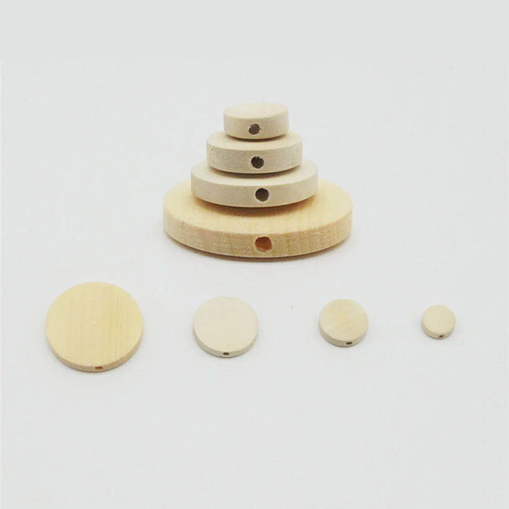 

50 pcs 3Cm Wooden Slices Unfinished Natural Round With Straight Hole For Diy Craft Supplies Pendant Decorative Accessories Wood