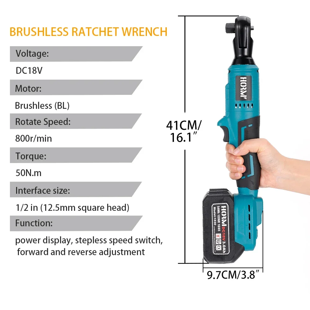 Brushless Chave Elétrica para Makita Bateria, Ângulo Direito Ratchet Wrench Set, Broca Ângulo, Chave De Fenda, Repair Power Tool, 50Nm, 1/2