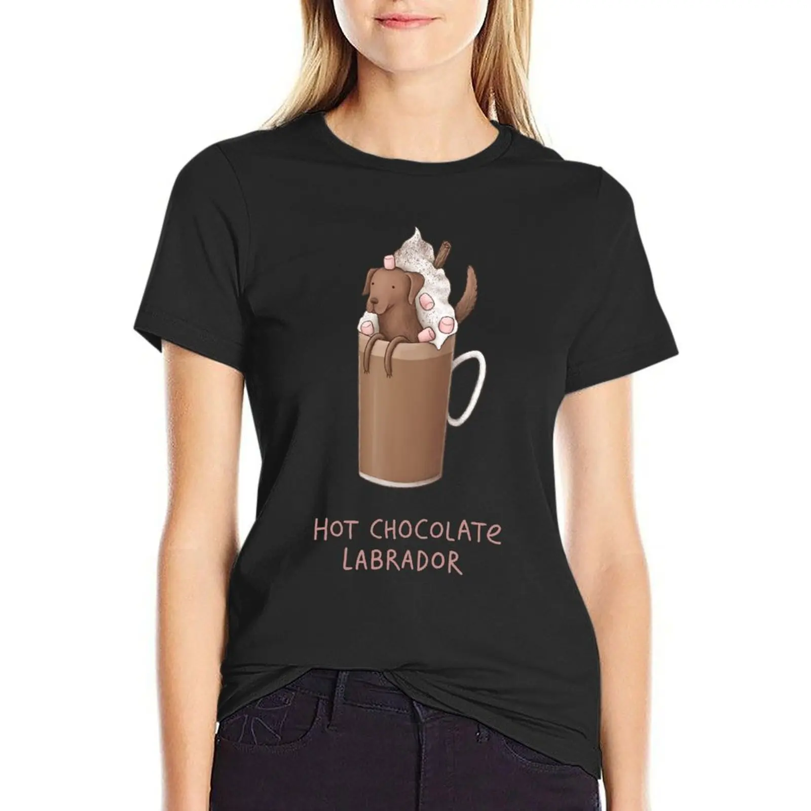 Hot Chocolate Labrador T-Shirt korean fashion kawaii clothes t shirts for Women loose fit