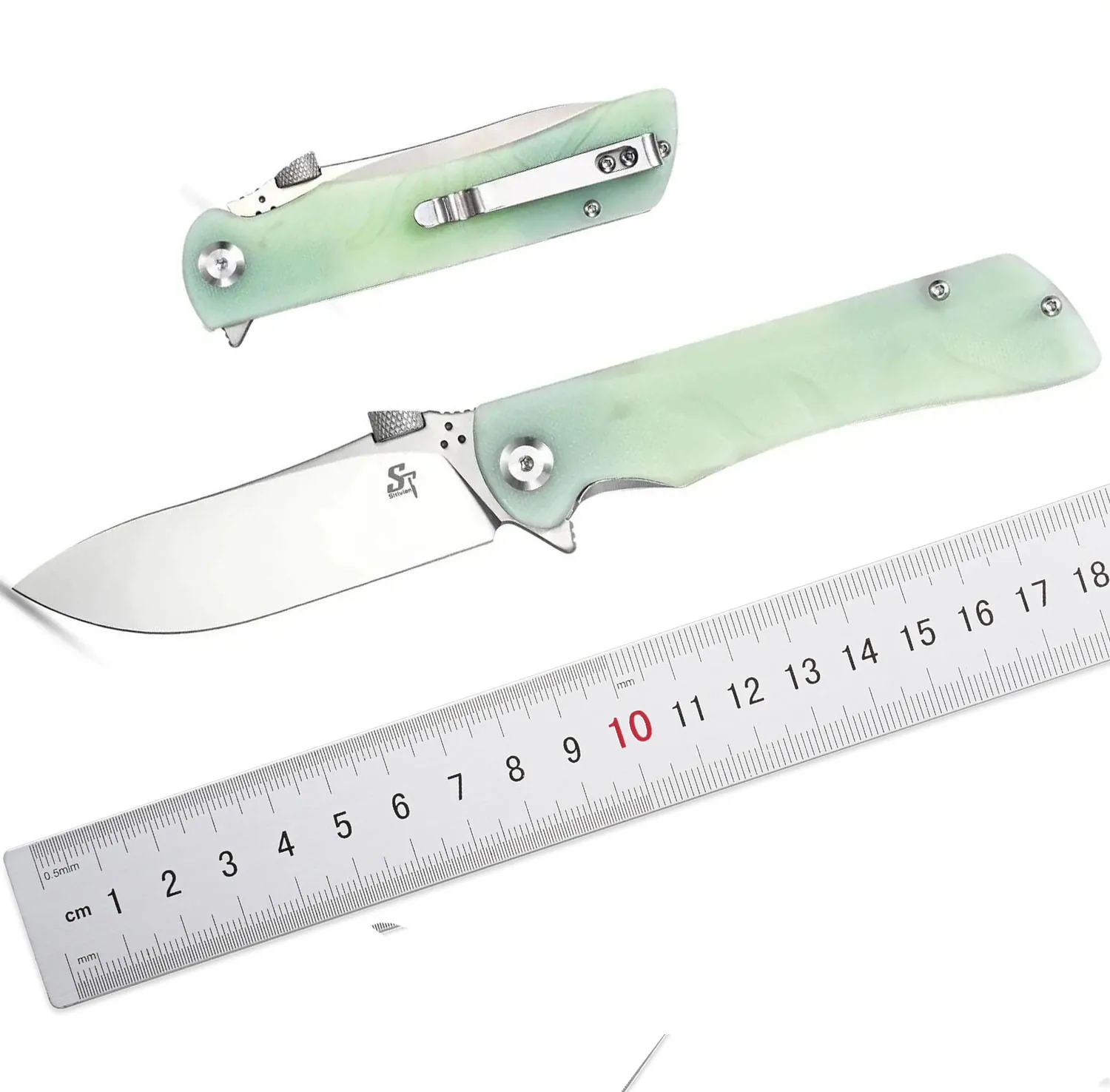 

Sitivien ST134 Folding Pocket Knife D2 Blade G10 Handle with Unique Thumb Stud Opener for Working Outdoor Camping Hiking Fishing