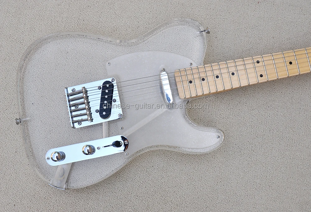 Flyoung High Quality Acrylic Electric Guitar Maple Rosewood Fretboard Guitar Plexiglass Guitars