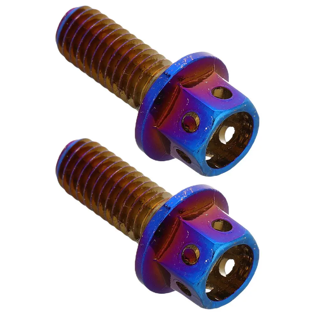 2Pcs Colorful Burnt Titanium Motorcycle License Plate Bolts Decorative Screws Anti-Theft Hardware for Motorcycle Modification