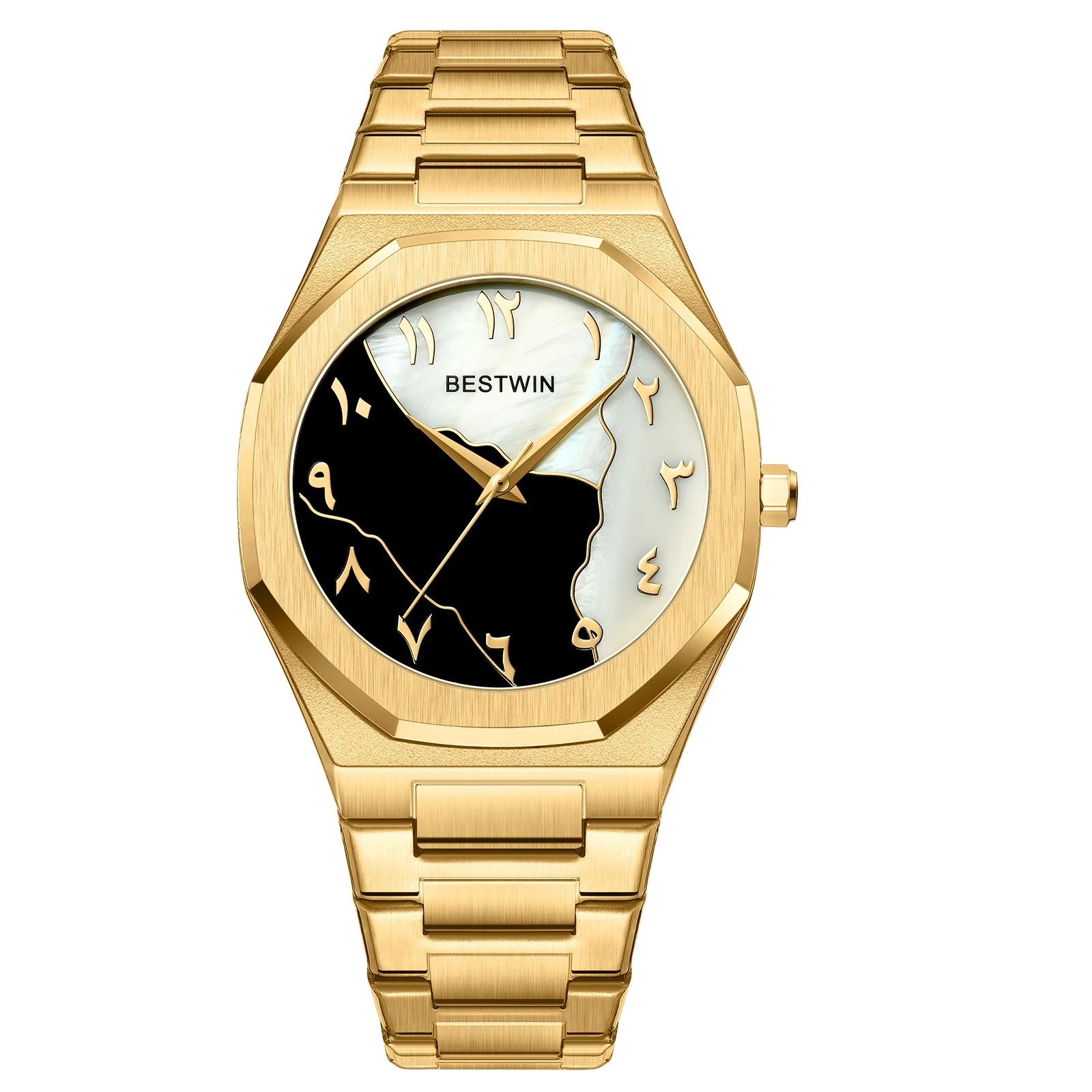 Luxury Stainless Steel Mens Watch Fashion Black White Dial Japan Movement Quartz Wristwatches Waterproof Man Date Clock