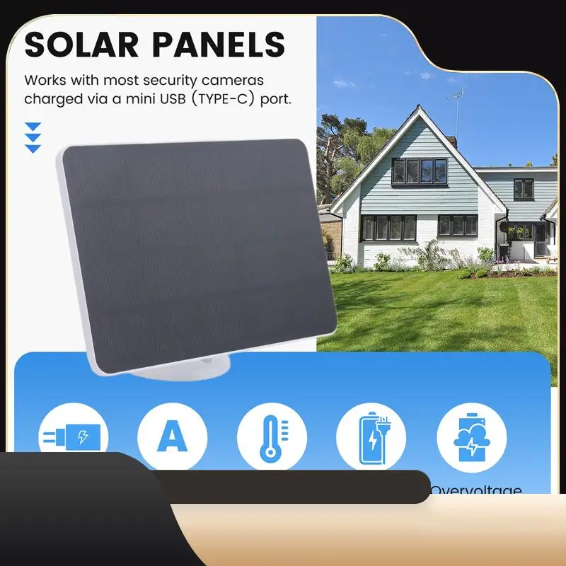 

Waterproof Solar Panel Charger For Home Security Camera Solar Cells Powered Charger With Charging Cable-T44C