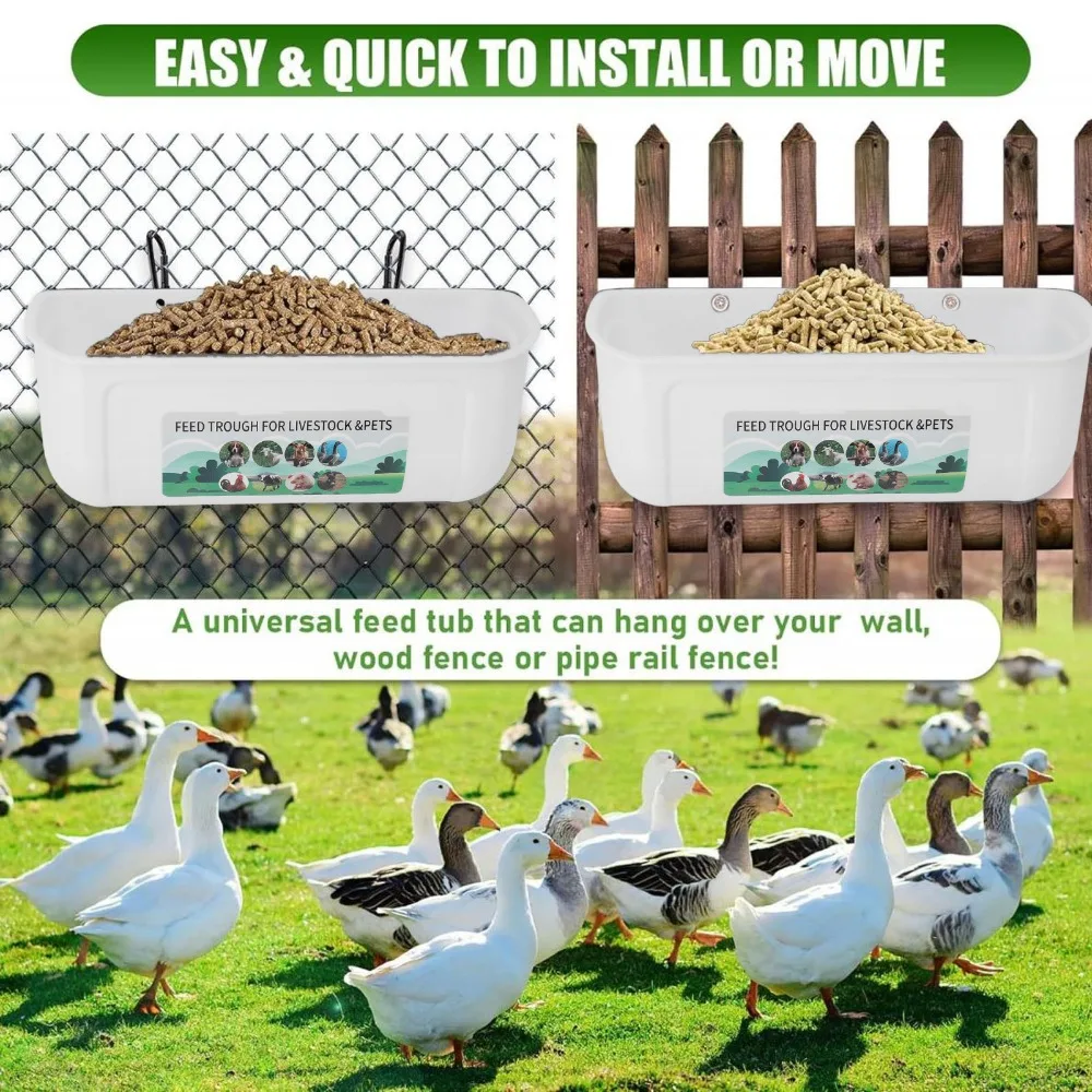 4sets PP Hanging Chicken Feeder With Clips Hanging Design Poultry Feed Trough Multi-Functional Integrated Stamping Process