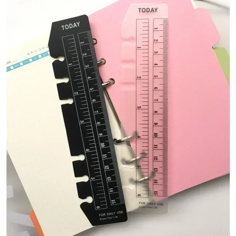 Bookmark Ruler for Rings Notebook 6 Hole A5/A6/A7 Elastic Drawing Tool Soft Plastic Math Drafting Ruler Flexible Dividing Rulers