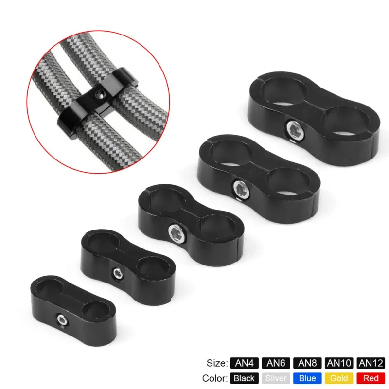 

Braided Rubber Hose Line Clamp Aluminum Anodized Line Wire Separator Divider Kit AN4 AN6 AN8 AN10 AN12