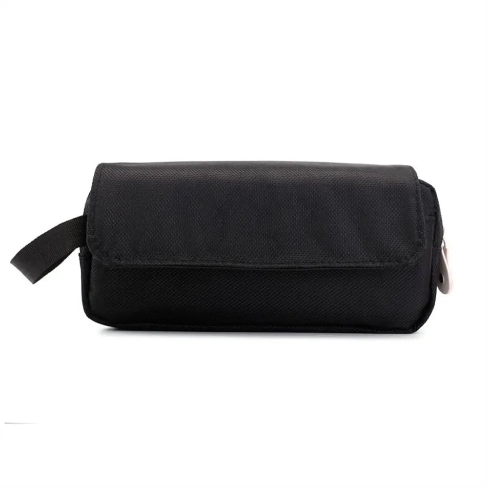 Solid Color Black Pencil Case High Capacity Oxford Cloth High Capacity Pencil Bag Double Layers Pencil Pouch