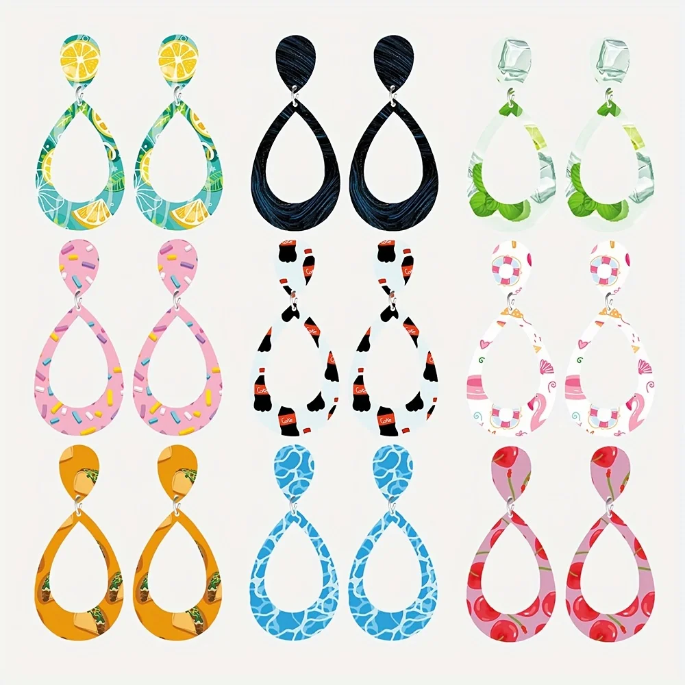 Acrylic earrings are fashionable, minimalist, elegant, personalized, geometric, water droplets, summer swimming pool, beach part