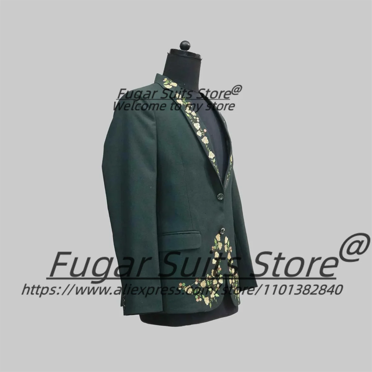 Fashion Embroidery Decal Men Suits Male Prom Party Blazers Customized Luxuly Groom Wedding Tuxedos 2 Pieces Sets  Costume Homme