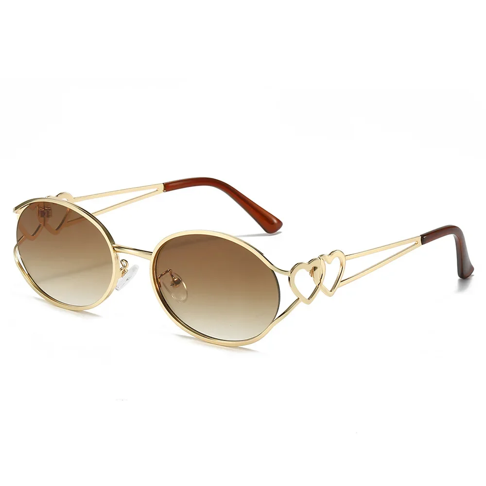 

2025 New Fashion Retro Punk Style Round Metal Sunglasses for Men and Women Double Heart Leg Colorful Y2k Eyewear UV400
