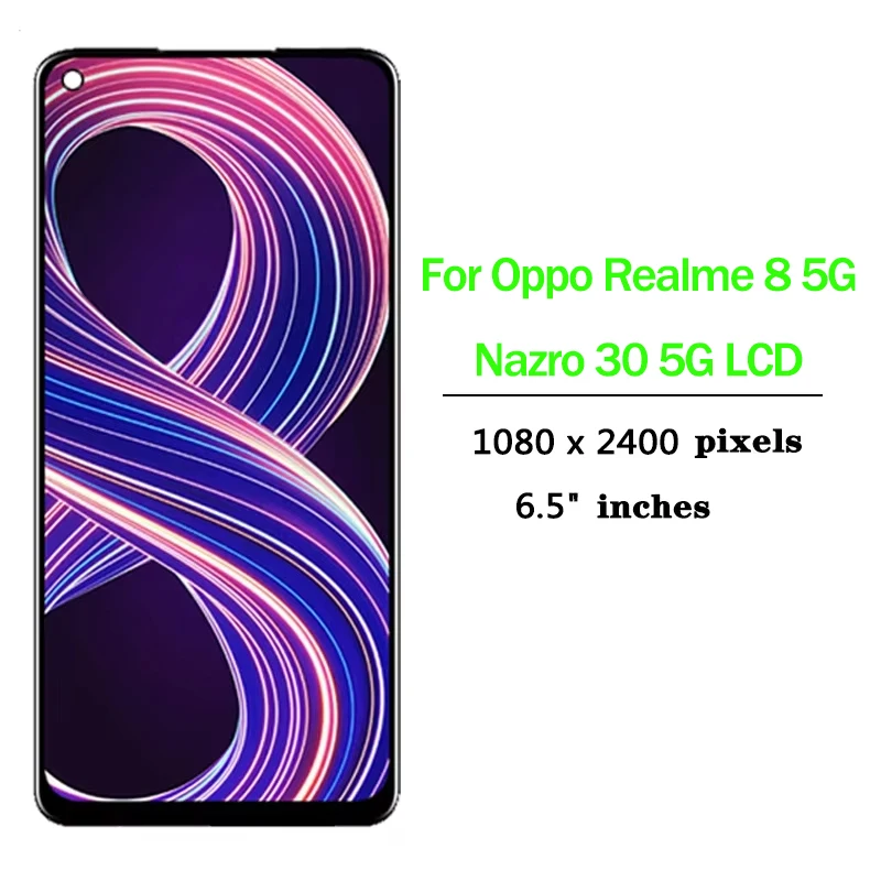 6.5''Display for Oppo Realme 8 5G RMX3241 LCD Display Touch Screen Digitizer Assembly Replacement for Realme Narzo 30 5G RMX3242