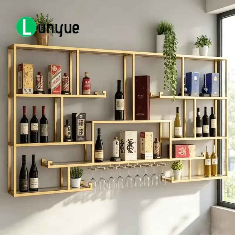 Industrial Minimalist Wall Mounted Storage Rack Creative Wine Cabinet for Small Living Room Space Saving Modern Home Decor