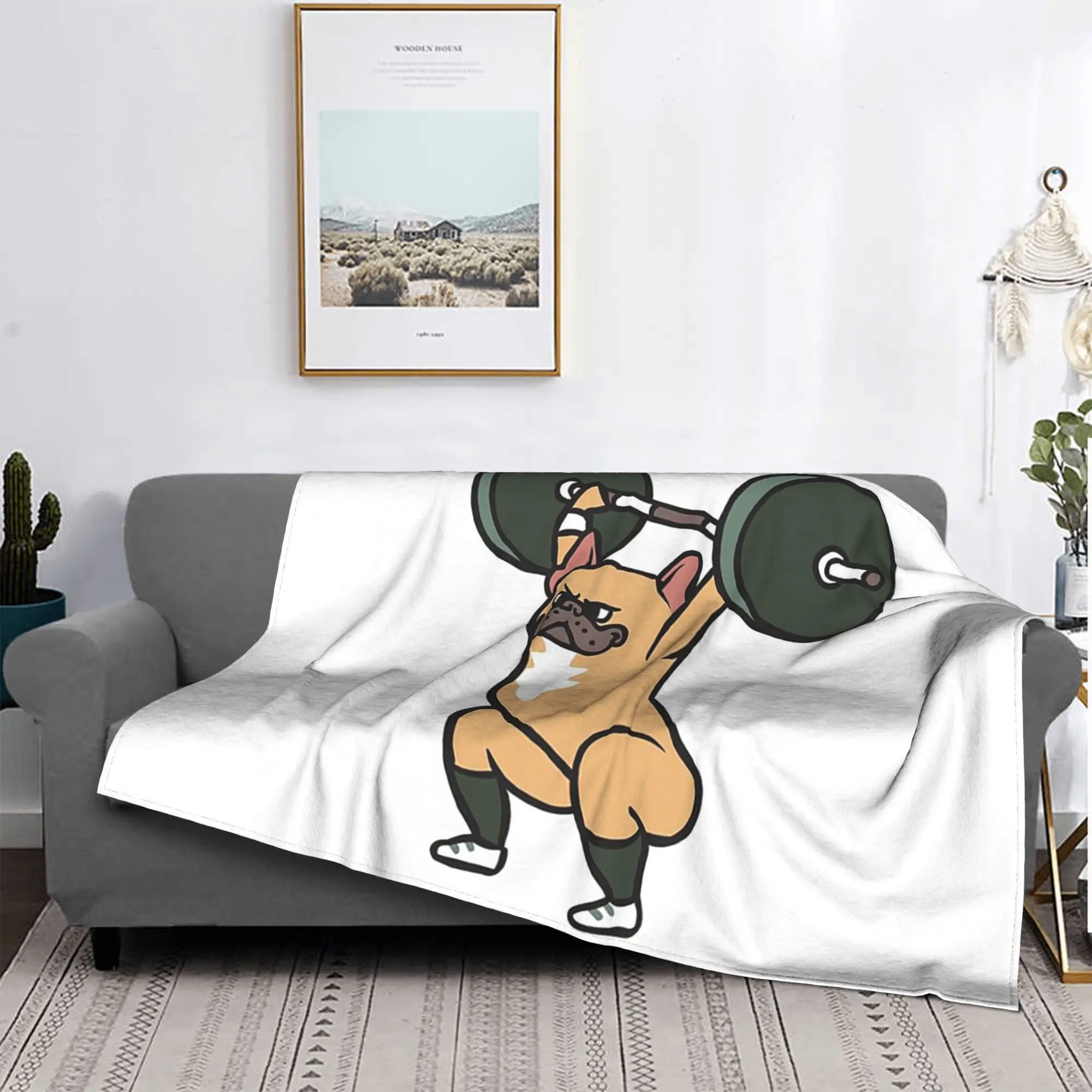 

The snatch weightlifting French Bulldog Blankets Lightweight Fleece Throw Blanket for Home Bedroom Office Throws Bedspread Quilt