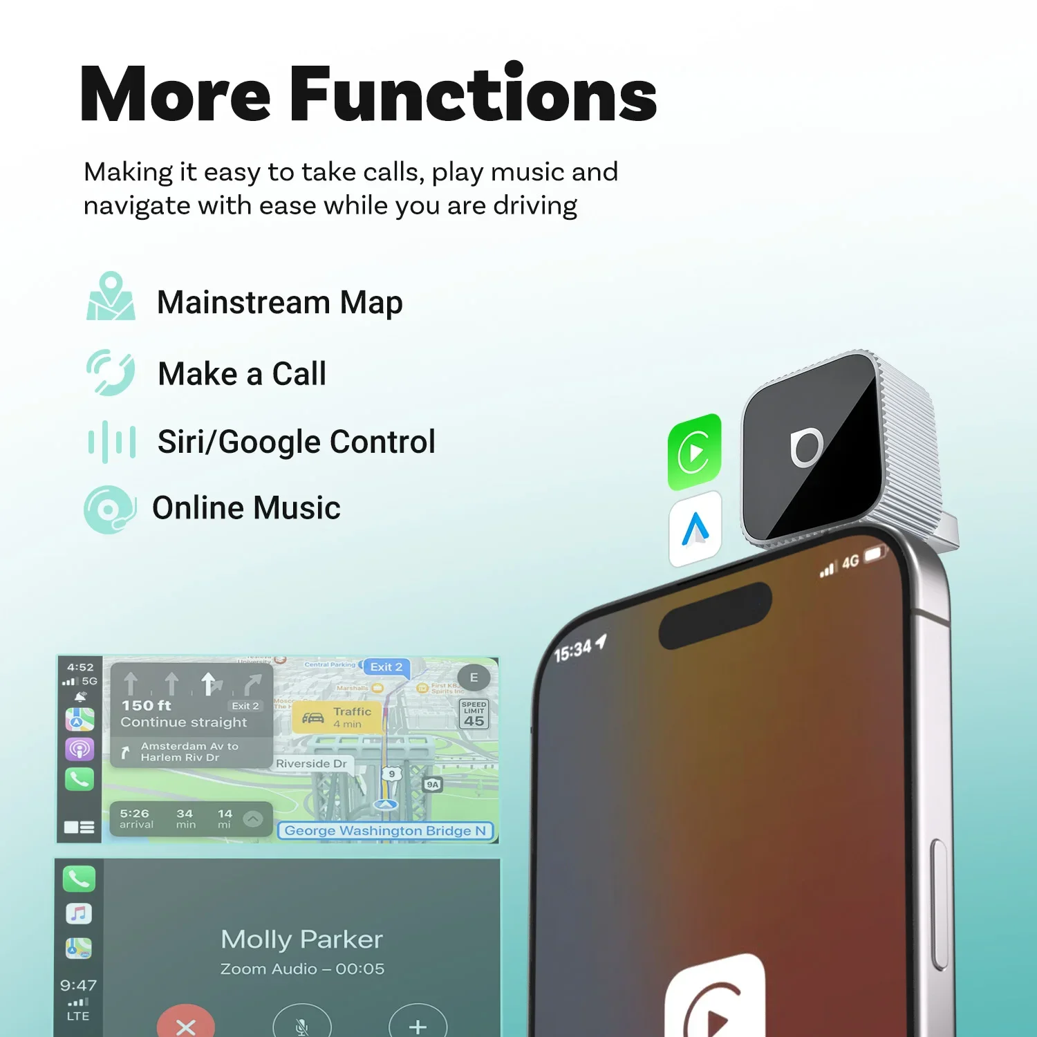 Ottocast Mini Slim Wireless CarPlay Android Auto Adapter Plug Play Fast Connect Mini USB Dongle لمرسيدس بنز أودي تويوتا et