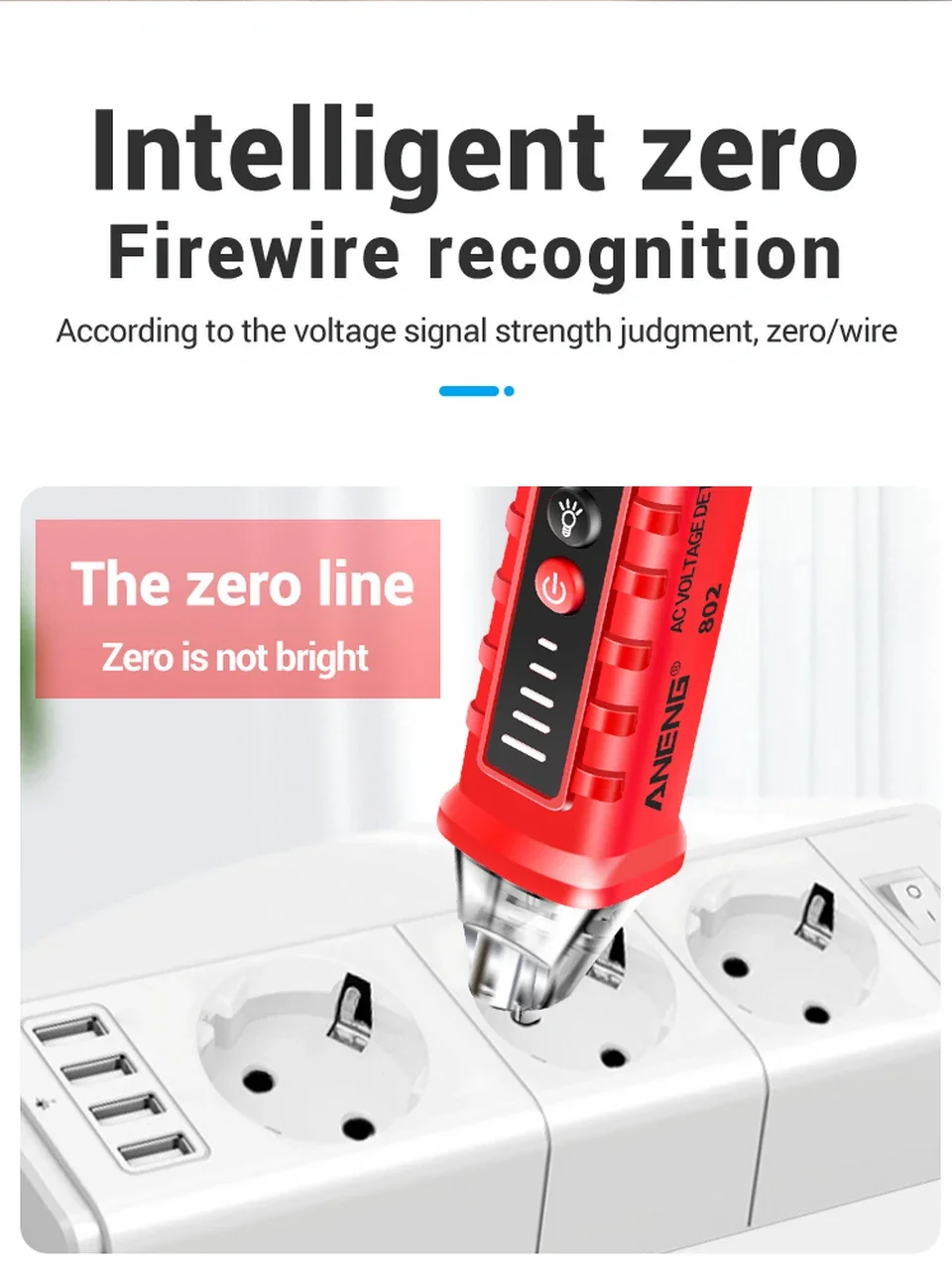 ANENG VD802 Berührungsloser Wechselspannungsdetektor Tester Messgerät Spannung 12V-1000V Stiftförmiger Elektrischer Indikator LED-Spannungsmessgerät Werkzeuge – Detail 4