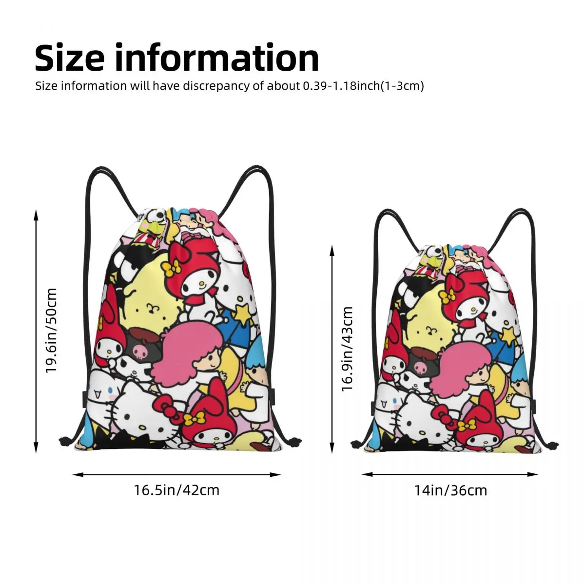 Sanurgente-Sac à dos portable Hello Kitty Melody Kuromi, sac de sport épais, ceinture d'équitation de proximité, sac à chaussures de gym