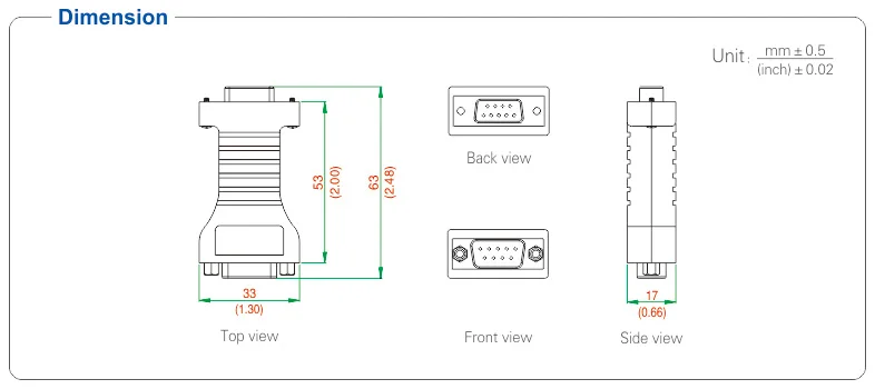 Conversor serial isolado UOTEK UT-2017 RS-232 para RS-485 com isolamento