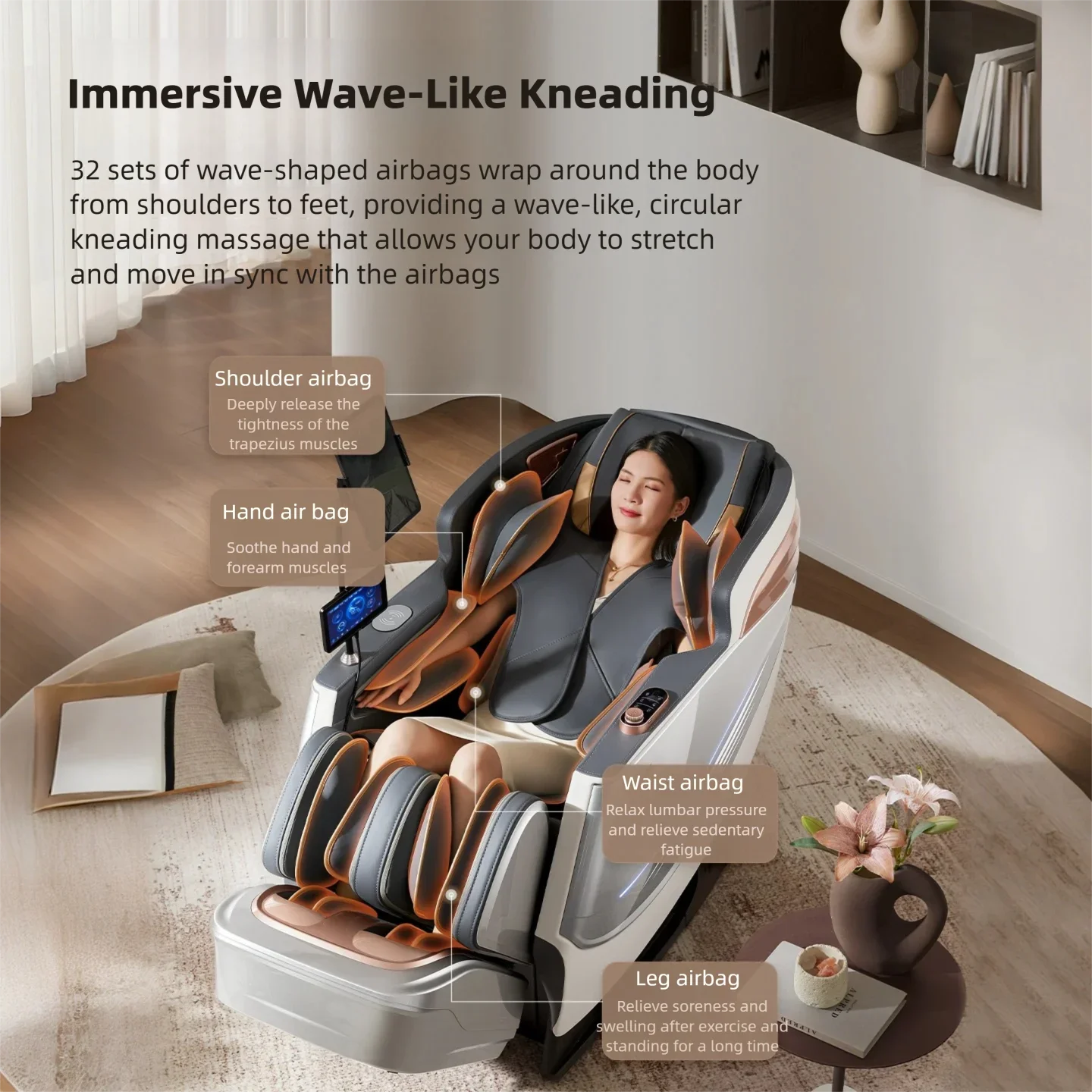 6D Smart Sensory Dual Movement SL-Track Massage Chair Thai Stretch Electric Leg Lift Leisure Sofa Zero Gravity Home Office Chair