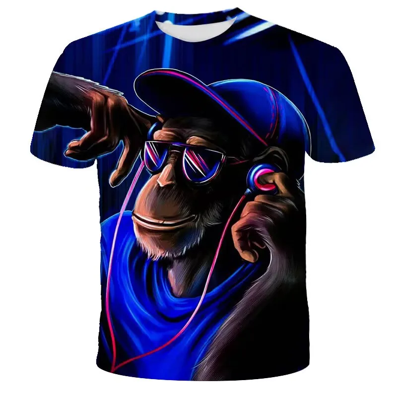 

Hip Hop Gorilla Men's Summer New 3d Hd Digital Printed T-shirt Fashion Large Silhouette Line Trend Round Neck High-quality Shirt