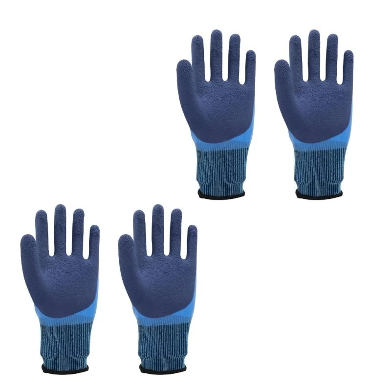 

D0UA 2 Pairs/4 Pairs Work Gloves Waterproof Breathable Gloves Double Latex Coated Gloves Anti Slip Grip Gloves for Men Women