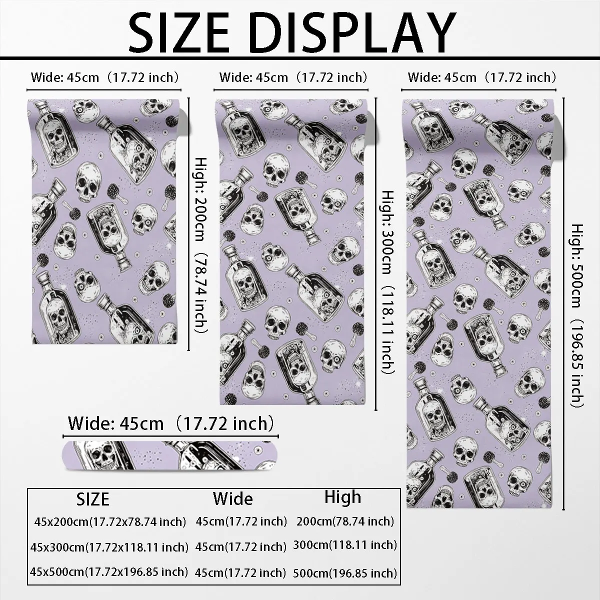 PVC self-adhesive skeleton and magic bottle pattern cyclic wallpaper for wall decoration and concealing flaws