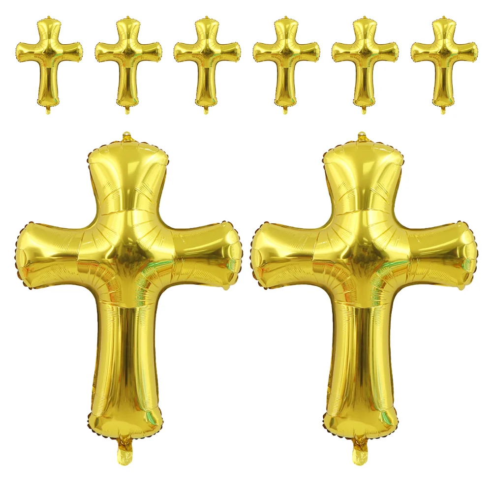 

8Pcs Cross Shape Aluminum Foil Balloons Baptism Shower Party Decoration Christening Birthday Celebration Balloons