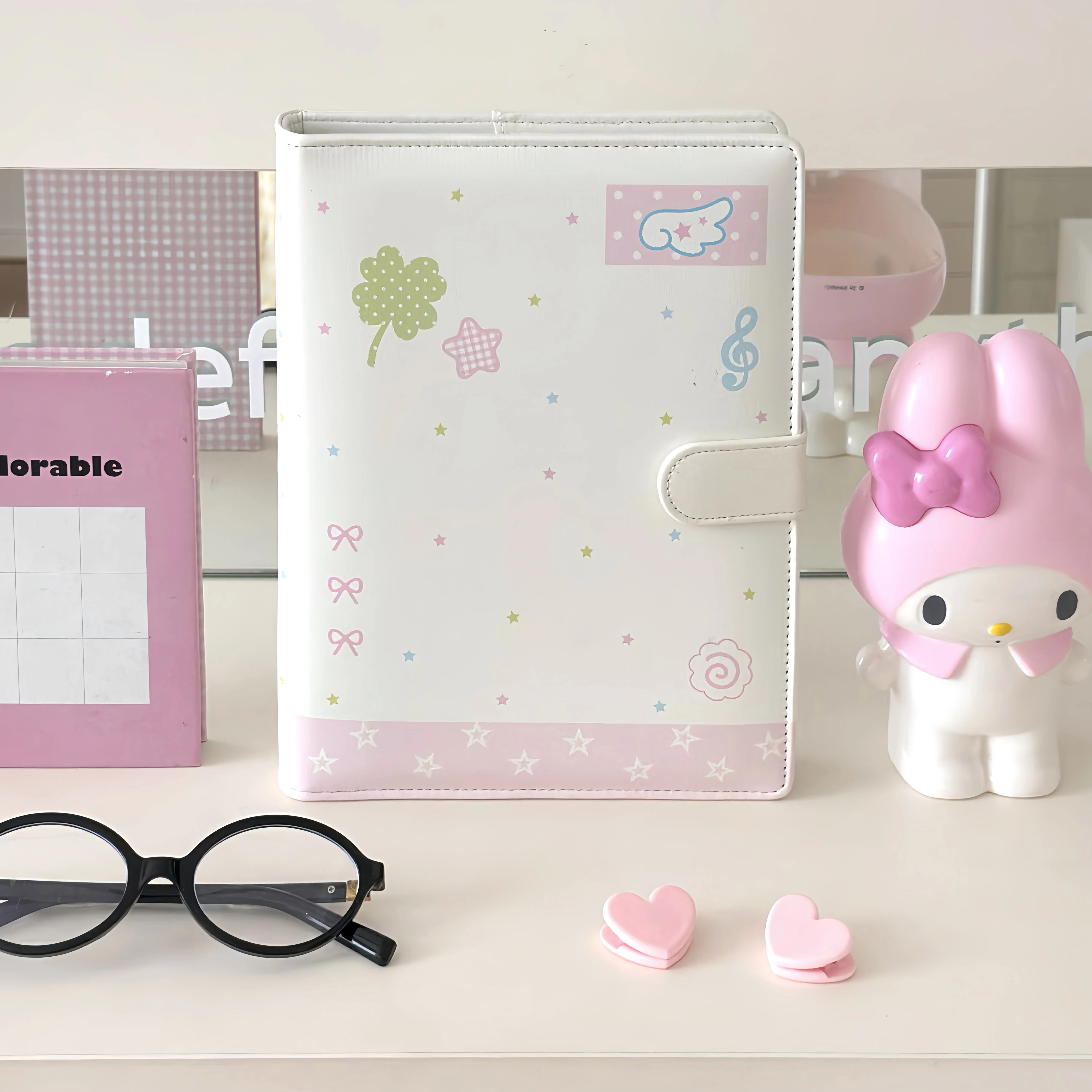 MINKYS Original Design White Pink Angel Wing A5 Kpop Photocard Binder Collect Book Idol Photo Card Holder Photo Album Notebook