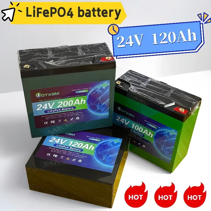 

32700 LiFePo4 24V 100Ah-200Ah lithium iron phosphate battery Built-in 200A BMS,for Solar Marine Overland Off-Grid Battery.