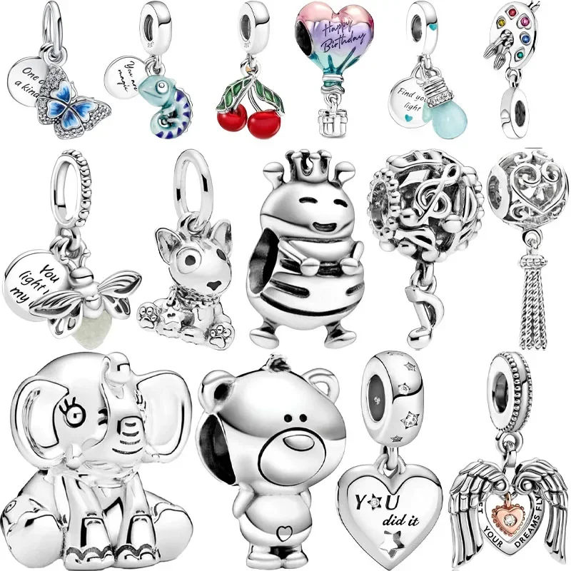 

New 925 Sterling Silver Glowing Firefly Bulb Charm Chameleon Balloon Pendant Bead Fit Original Pandora Bracelet DIY Fine Jewelry