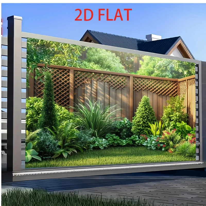 2D flaches Partybanner – Polyesterfaser-Fotografie-Hintergrundtuch – Kletterpflanze aus Holzzaun im Füllesgarten – Fotografie