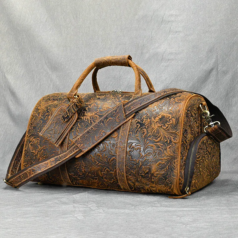 Vintage skórzana torba podróżna mężczyźni duża pojemność podróży bagaż podręczny dla mężczyzn weekendd tote bage rodzina torba podróżna luuage torba na buty