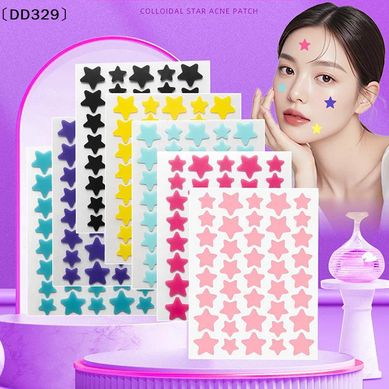 〔DD329〕200/400PCS Colorful Combination Acne Patches Star Heart Type Pimple Sticker PE Facial Concealer Acne Marks Cover Patches