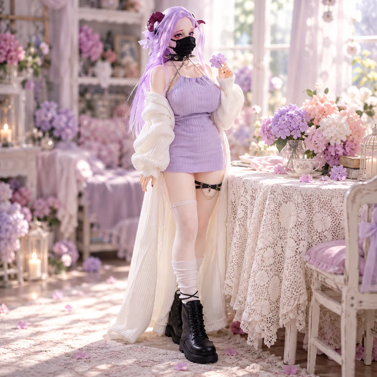 MRL 24 inches anime-style figure, adjustable posture figure silicone material built-in metal framework for collection display