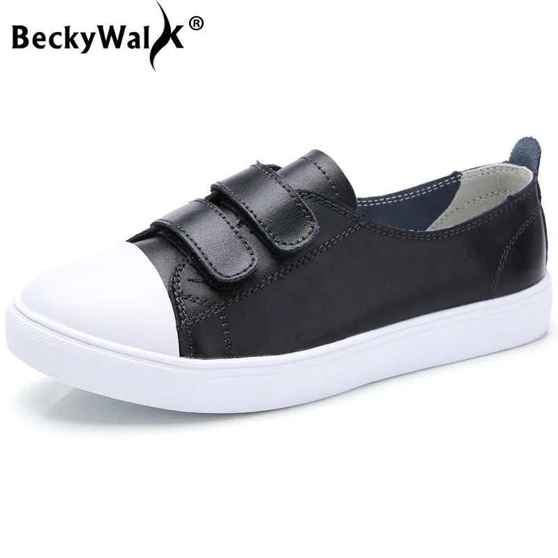 

Spring Autumn Women Flats Shoes Ladies Slip On Flat Sneakers Shoes Woman Casual Black White Leather Boat Shoes Women WSH3573