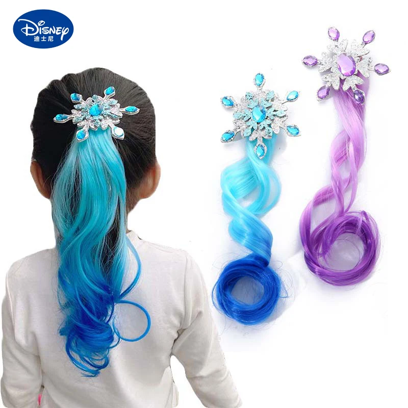 Anime Disney Princess Children Hair Accessories Snow Princess Elsa Cartoon Girl Braided Hair Rope Headwear Barrette Kids Gifts